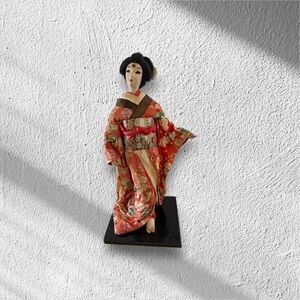 Nishi Vintage Collectors Red Silk Kimono Doll